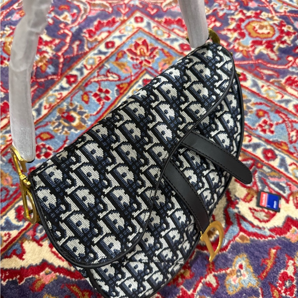 Dior Black and Grey Crossbody Bag with Monogram Pattern
